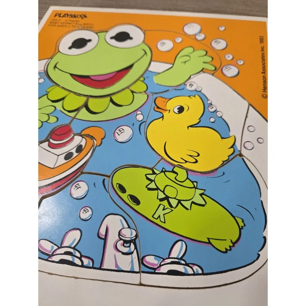 1983 Kermit The Frog Muppet Babies Wooden Frame Puzzle